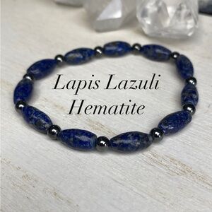 Lapis Lazuli & Hematite Gemstone Stretch Bracelet